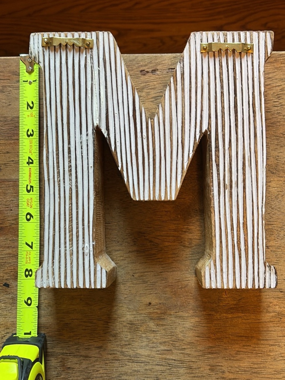 Handcrafted Wooden Letter 'M' Home Accent - Brown